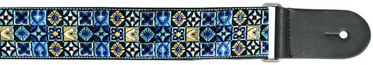 XTR Deluxe Vintage 60s Blue Pattern Guitar Strap
