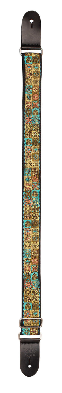 XTR Woven Poly Cotton Guitar Strap - Gold Pattern