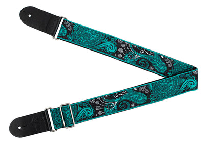 Vintage Paisley Jade Green Guitar Strap — view 2