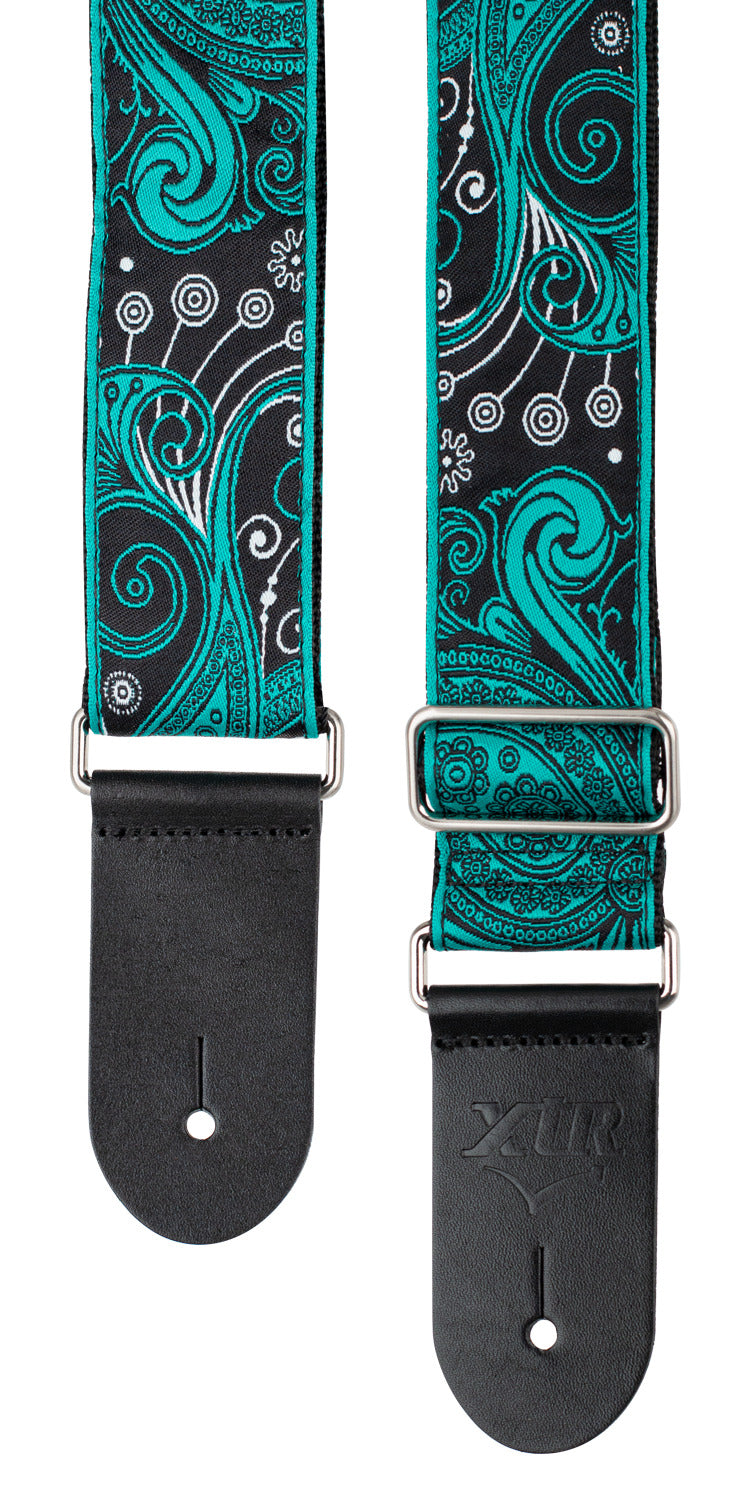 Vintage Paisley Jade Green Guitar Strap