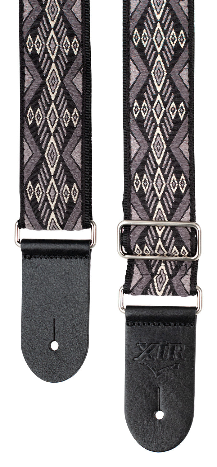 Vintage Grey Diamond Patterned Guitar Strap