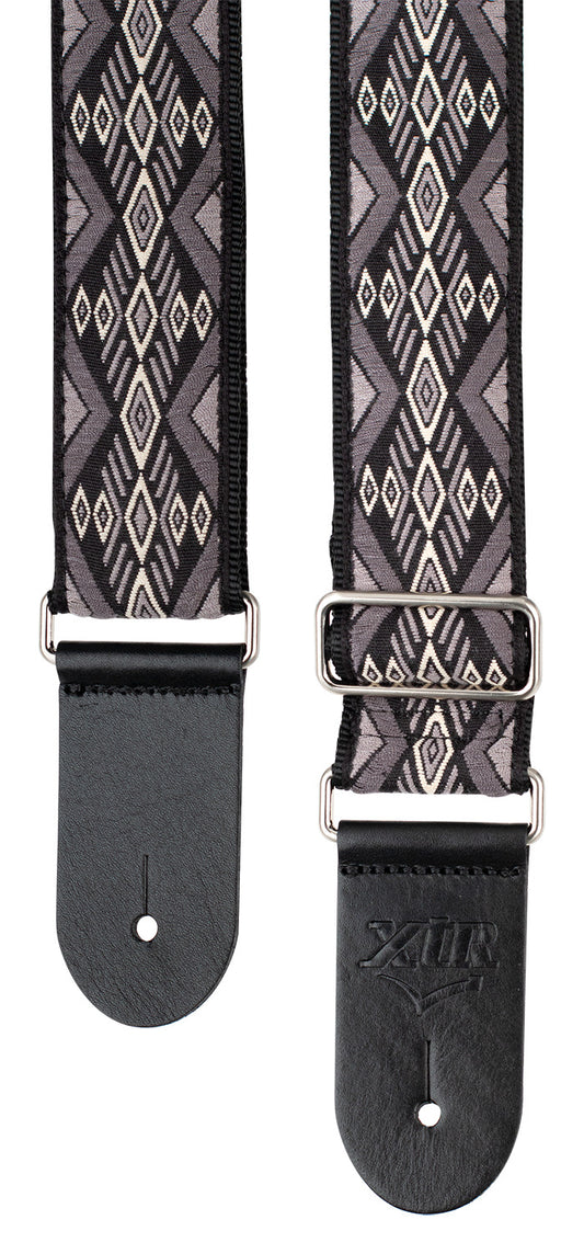 Vintage Grey Diamond Patterned Guitar Strap