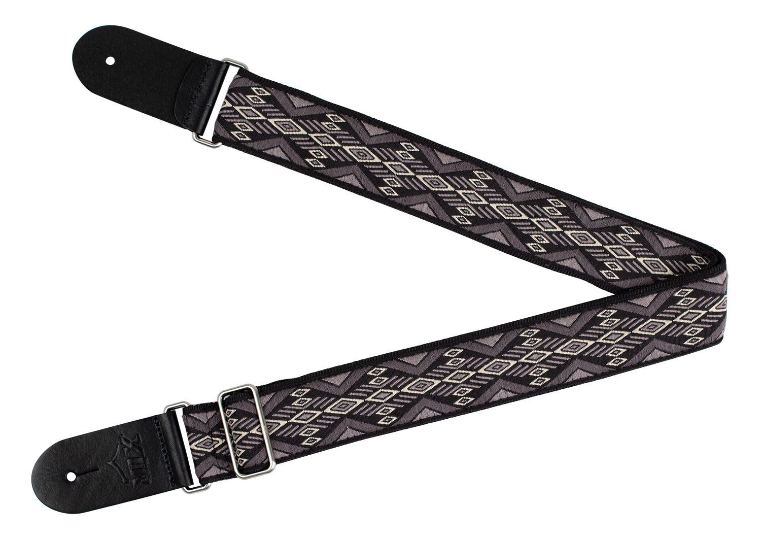 Vintage Grey Diamond Patterned Guitar Strap — view 2