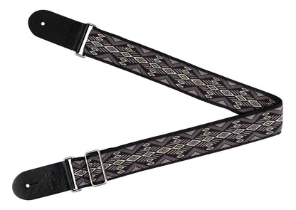 Vintage Grey Diamond Patterned Guitar Strap — view 2
