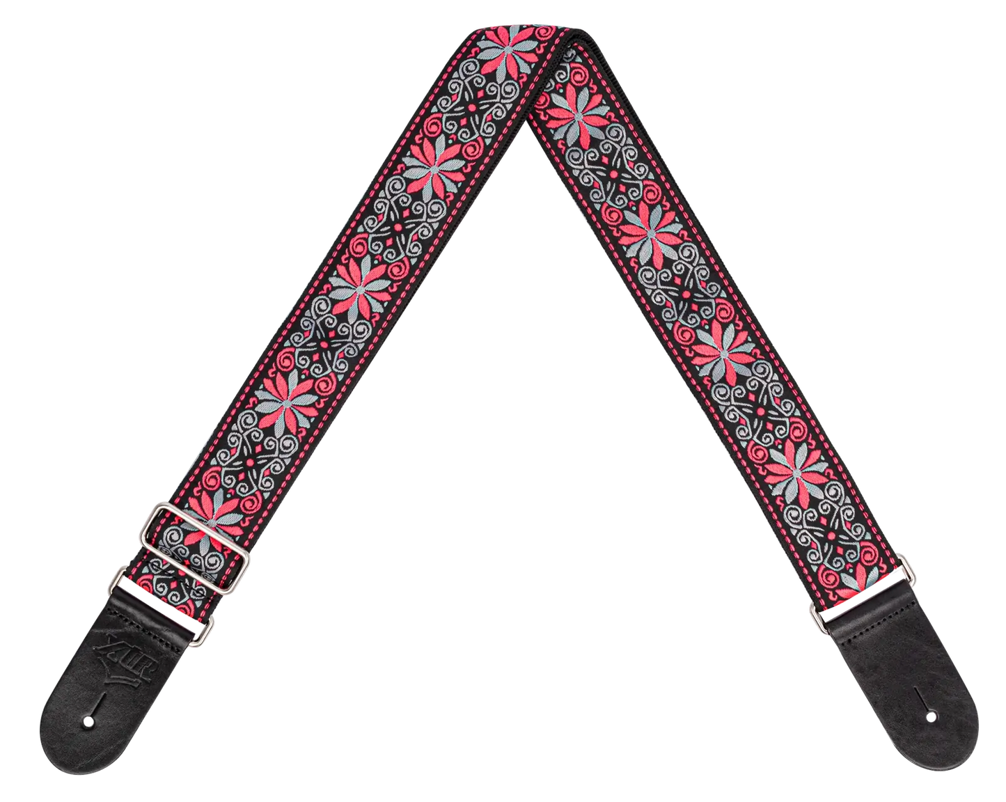 XTR 2 Inch Vintage Jacquard Weave Guitar Strap - Vintage Pink/Grey Pattern