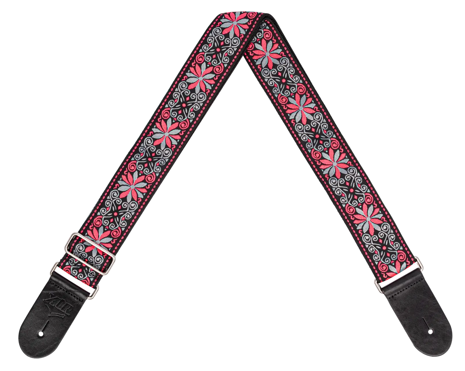 XTR 2 Inch Vintage Jacquard Weave Guitar Strap - Vintage Pink/Grey Pattern