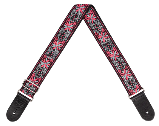 XTR 2 Inch Vintage Jacquard Weave Guitar Strap - Vintage Pink/Grey Pattern