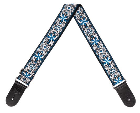 XTR PXTR 2 Inch Vintage Jacquard Weave Guitar Strap - Vintage Blue/White