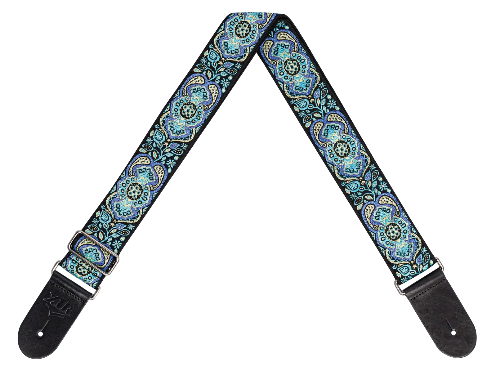 XTR 2 Inch Vintage Jacquard Weave Guitar Strap - Vintage Blue Paisley Pattern