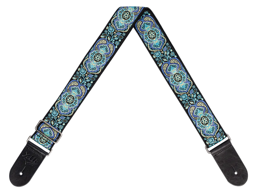 XTR 2 Inch Vintage Jacquard Weave Guitar Strap - Vintage Blue Paisley Pattern