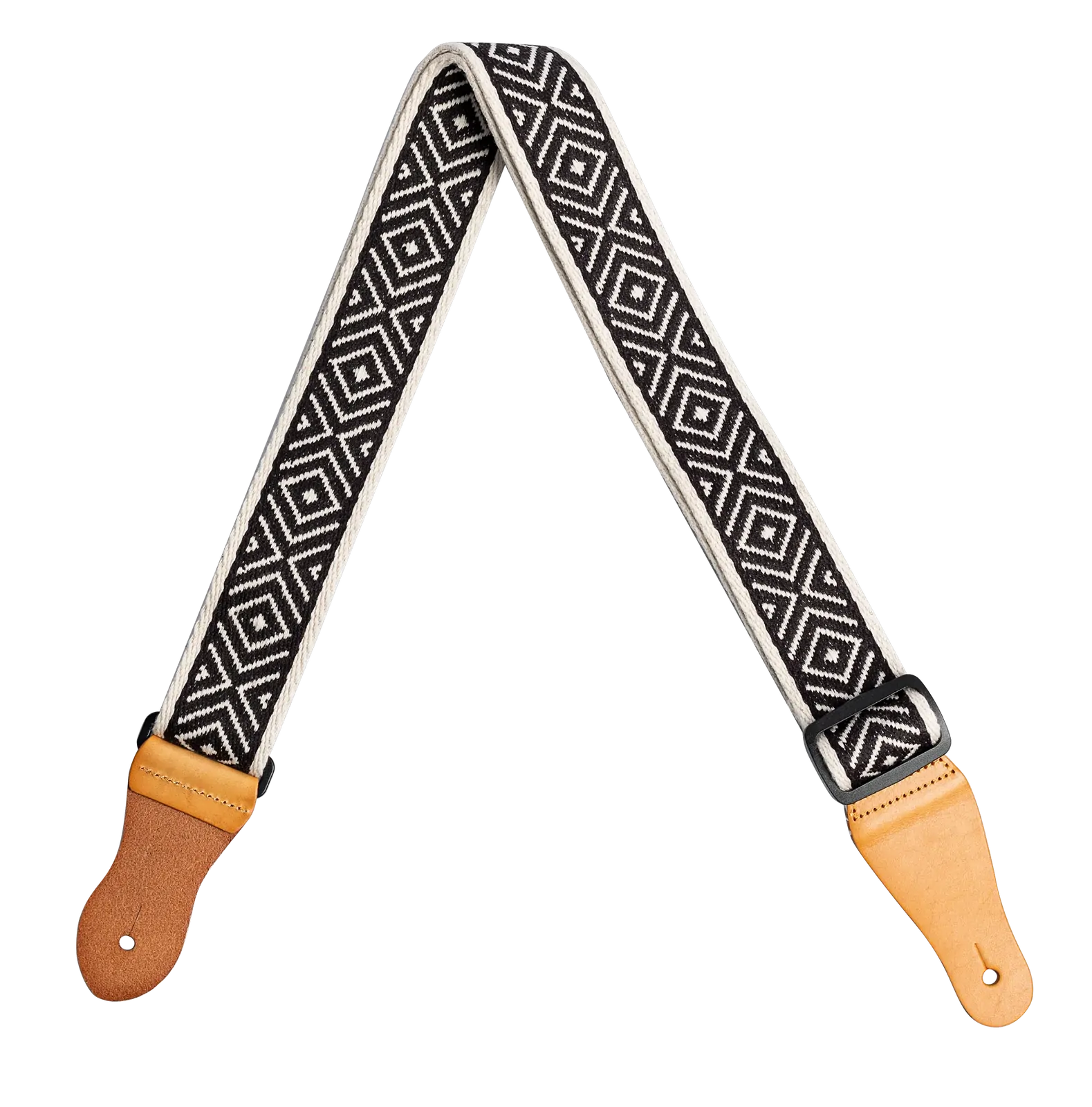 XTR 2-Inch Cotton Strap with Leather Ends - Black & White Diamond