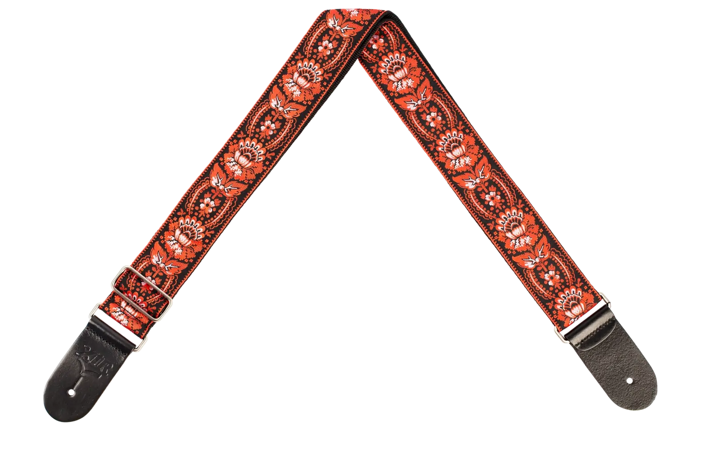 XTR 2 Inch Floral Jacquard Weave Guitar Strap - Red/Black Pattern
