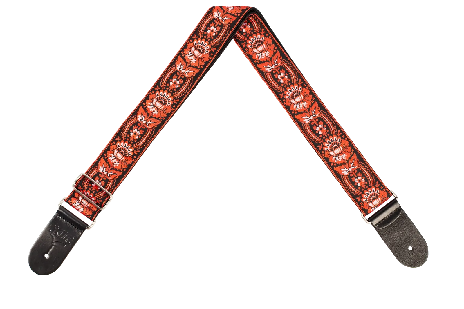 XTR 2 Inch Floral Jacquard Weave Guitar Strap - Red/Black Pattern