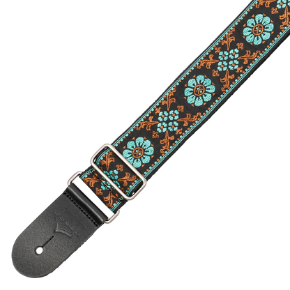 XTR 2in Jacquard Weave Guitar Strap - Vintage Blue/Black Pattern — view 2