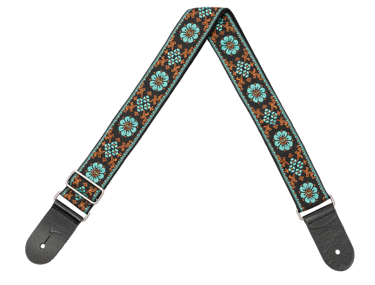 XTR 2in Jacquard Weave Guitar Strap - Vintage Blue/Black Pattern