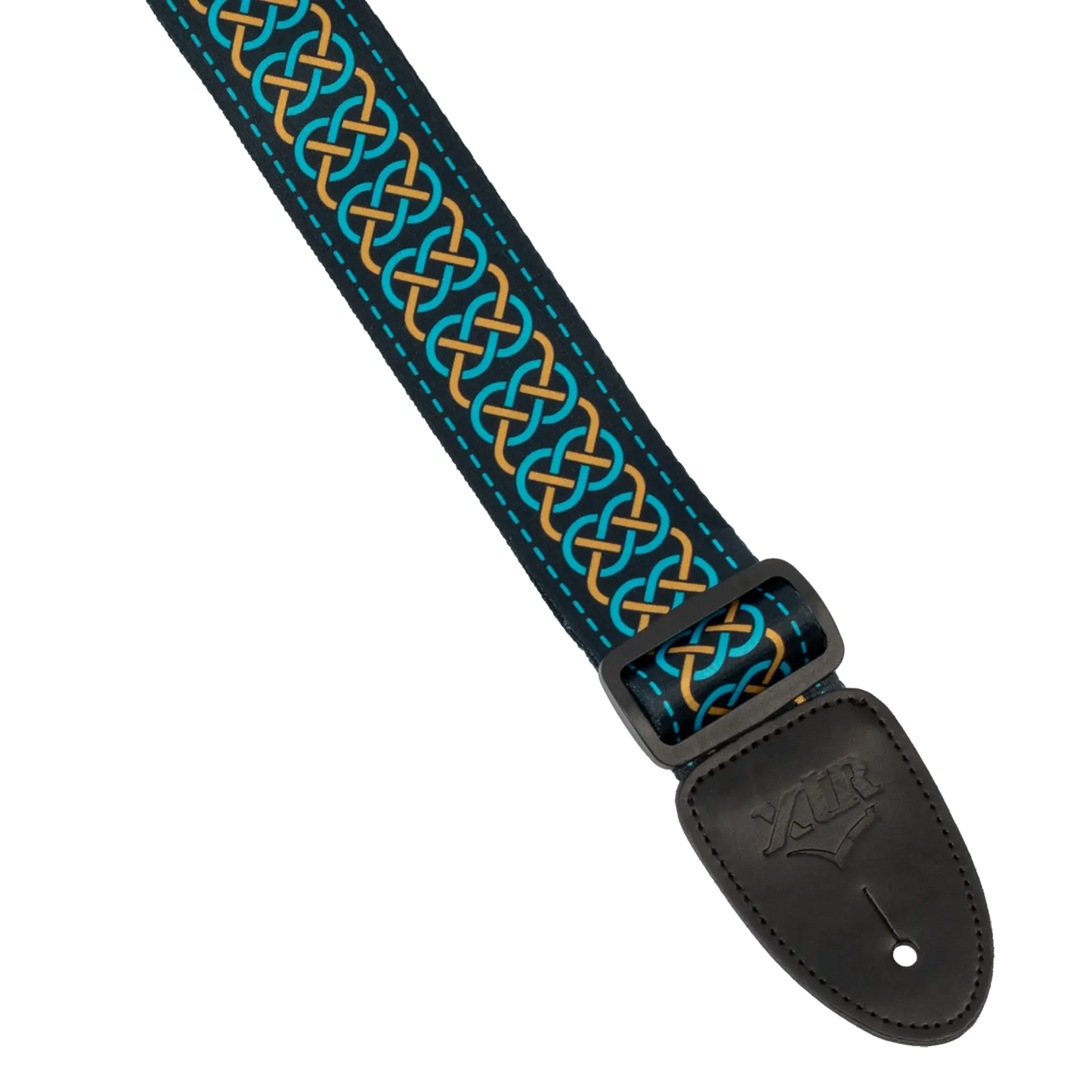 XTR 2 Inch Celtic Series Guitar Strap - Gold and Teal — view 2