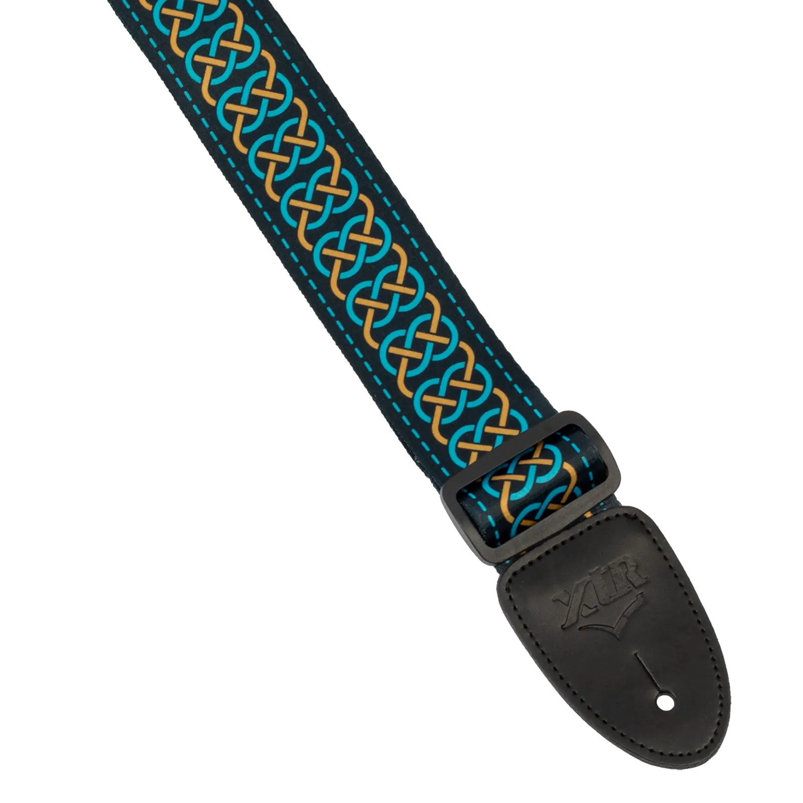 XTR 2 Inch Celtic Series Guitar Strap - Gold and Teal — view 2