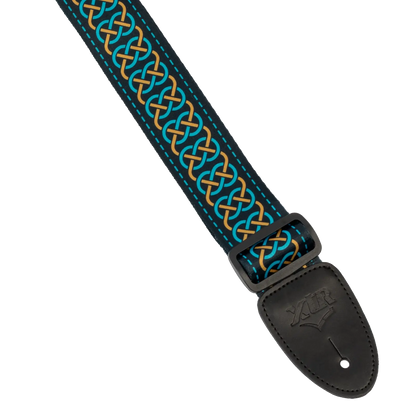 XTR 2 Inch Celtic Series Guitar Strap - Gold and Teal — view 2
