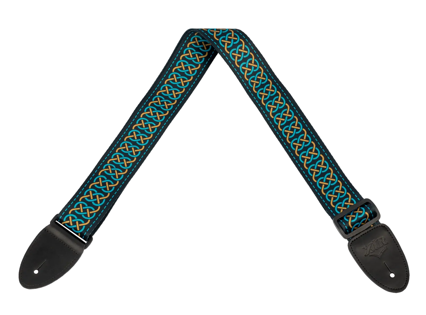 XTR 2 Inch Celtic Series Guitar Strap - Gold and Teal