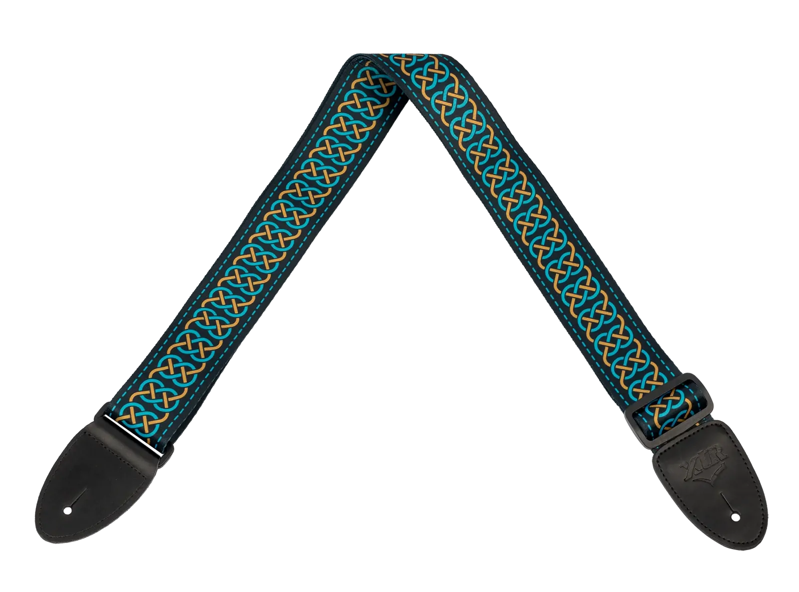 XTR 2 Inch Celtic Series Guitar Strap - Gold and Teal