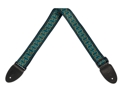 XTR 2 Inch Celtic Series Guitar Strap - Gold and Teal