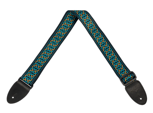 XTR 2 Inch Celtic Series Guitar Strap - Gold and Teal