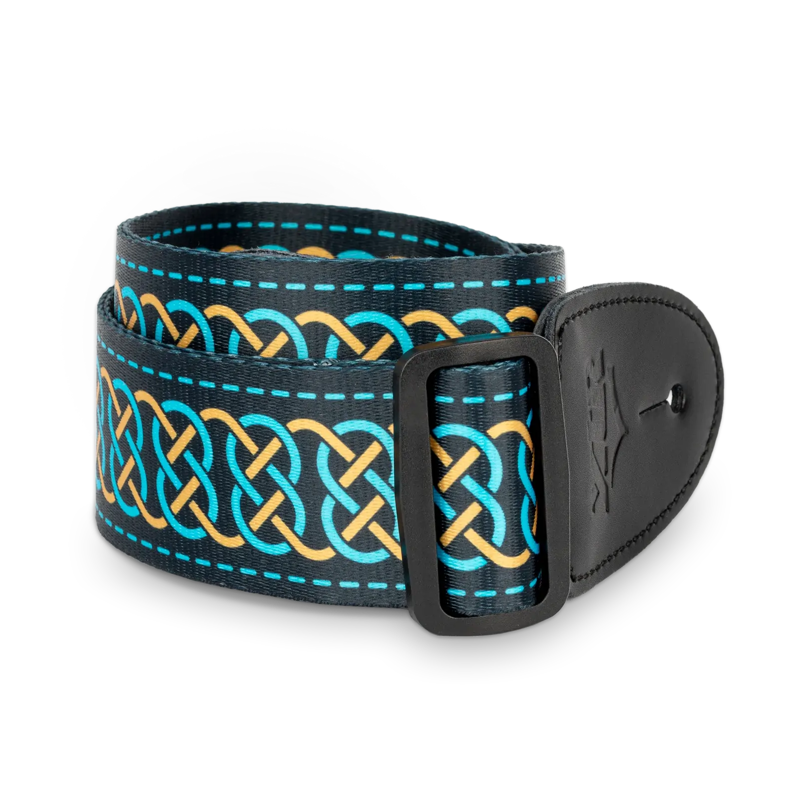 XTR 2 Inch Celtic Series Guitar Strap - Gold and Teal — view 4