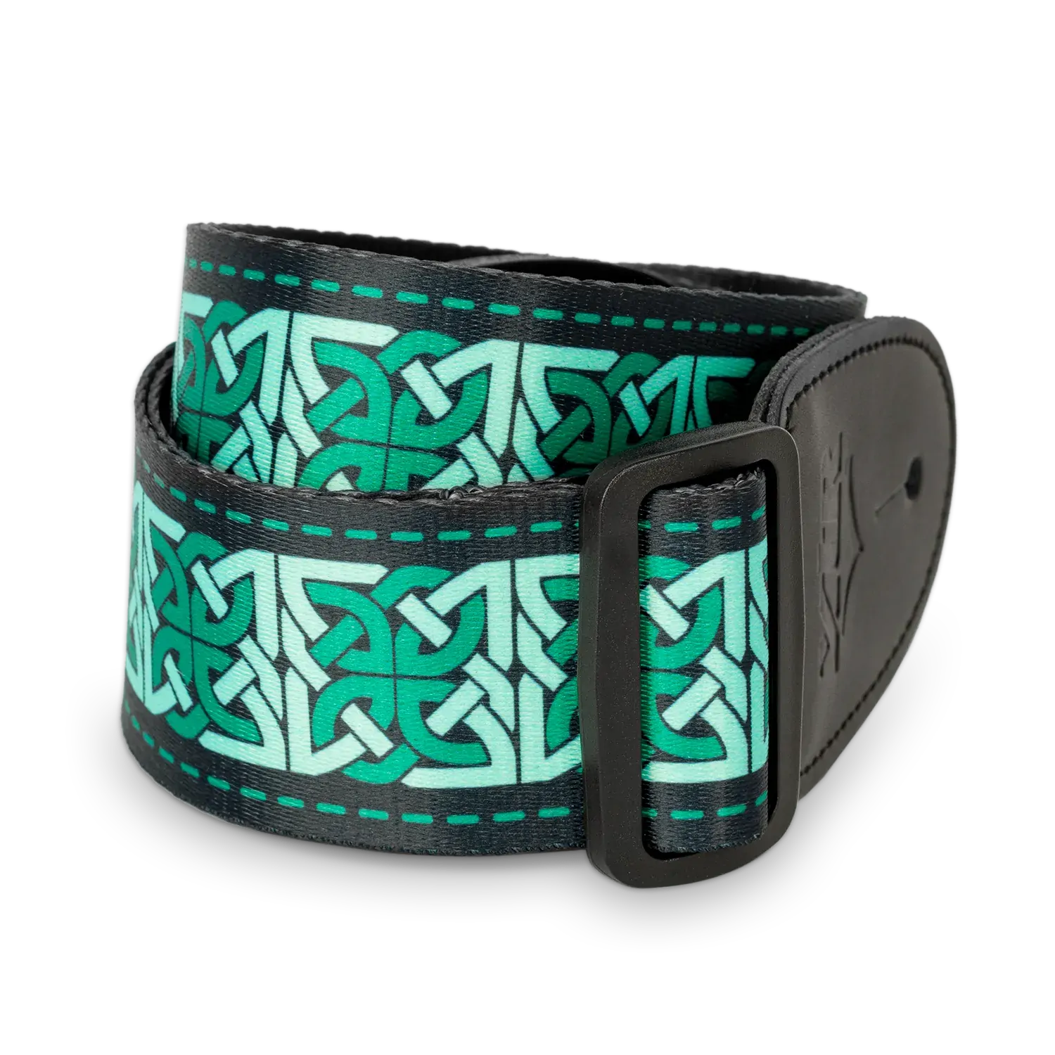 XTR 2 Inch Celtic Series Guitar Strap - Emerald Green — view 4