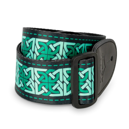 XTR 2 Inch Celtic Series Guitar Strap - Emerald Green — view 4