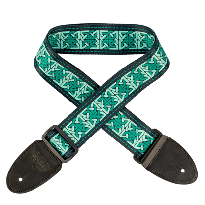 XTR 2 Inch Celtic Series Guitar Strap - Emerald Green — view 3