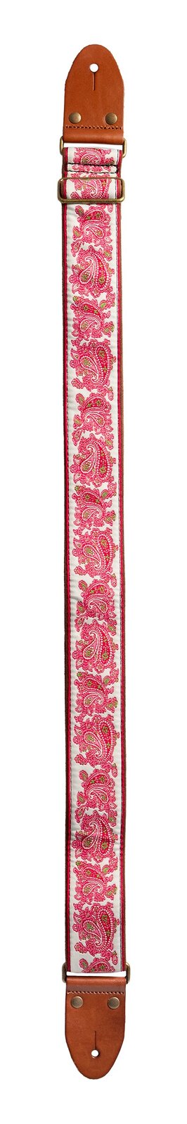 XTR Paisley pink & white 2 inch deluxe guitar strap. Paisley pink & white. — view 2