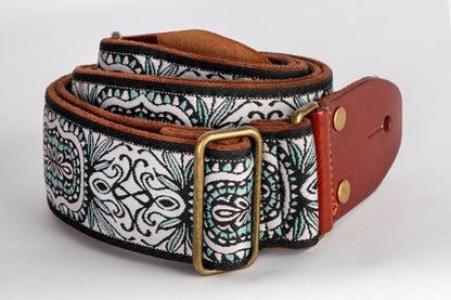 XTR Vintage boho blue 2 inch deluxe guitar strap. Vintage boho blue. — view 3