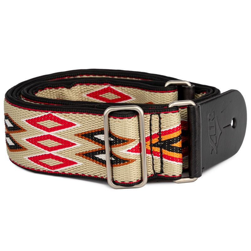 XTR Aztec Series 2" Cotton Woven Guitar Strap with Leather Ends and Chrome Slider — view 6