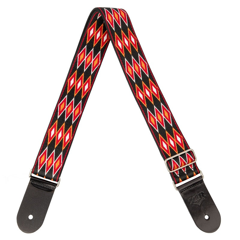 XTR Aztec Series 2" Cotton Woven Guitar Strap with Black Neoprene Backing Leather Ends and Chrome Slider Adjustment — view 5