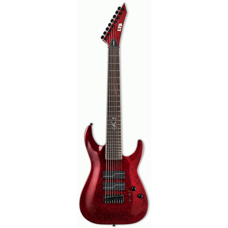 LTD SC-608B Baritone 8-String Guitar Red Sparkle Finish, Mahogany Body, Maple Neck, Fishman Fluence Pickups