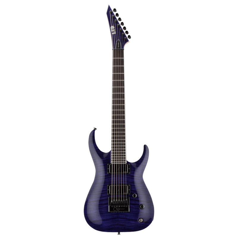 LTD Signature Series SH-7 EverTune 7 String Guitar See Thru Purple with Fishman Fluence Pickups and Glow-in-the-Dark Side Markers