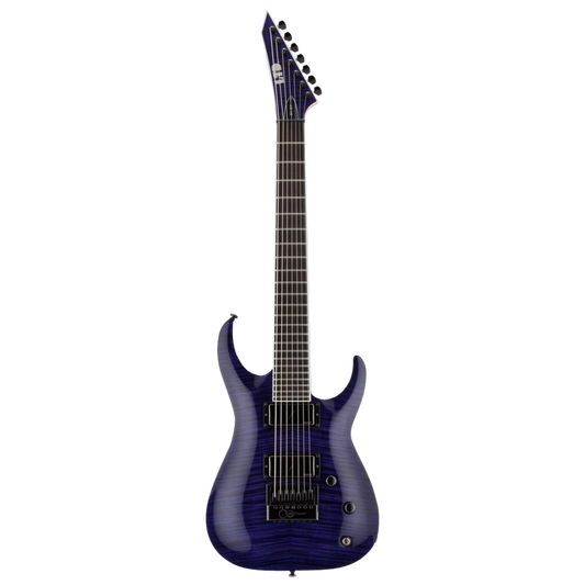 LTD Signature Series SH-7 EverTune 7 String Guitar See Thru Purple with Fishman Fluence Pickups and Glow-in-the-Dark Side Markers