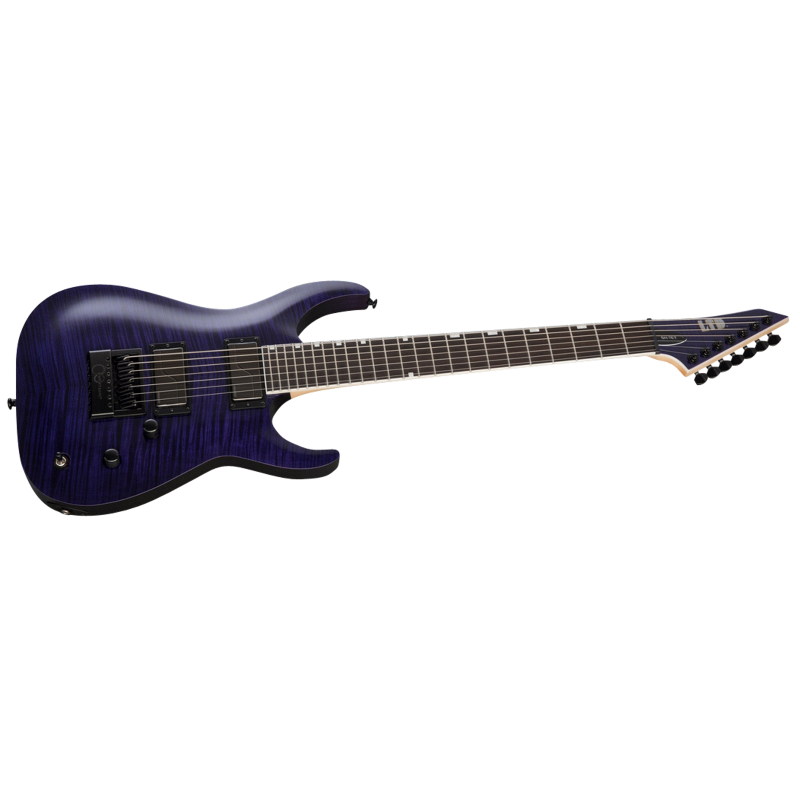 LTD Signature Series SH-7 EverTune 7 String Guitar See Thru Purple with Fishman Fluence Pickups and Glow-in-the-Dark Side Markers — view 3