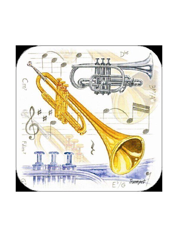 Trumpet Design Coasters Set of 4 by Little Snoring Ltd