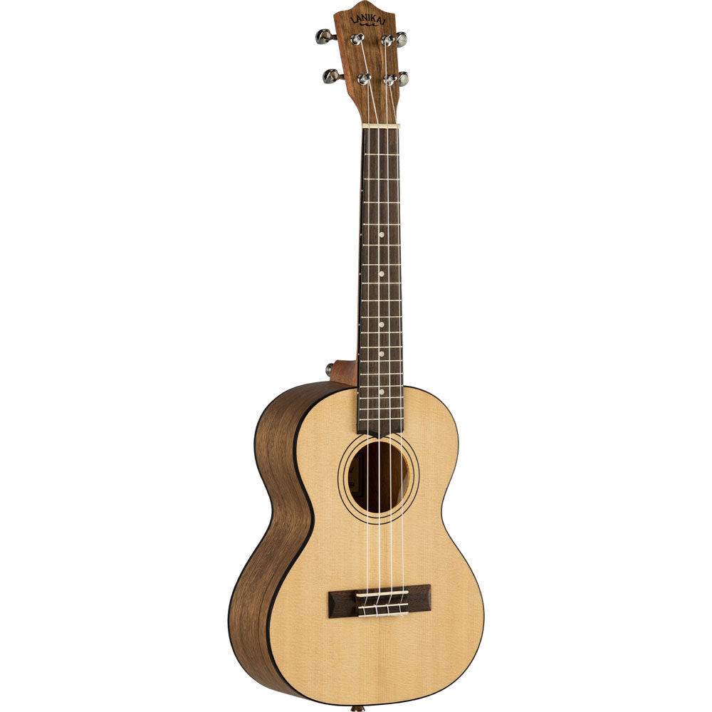 Lanikai Spruce Series Tenor Ukulele with Padded Gig Bag, Natural Satin Finish, Laminated Spruce Top, Pacific Walnut Back and Sides — view 3