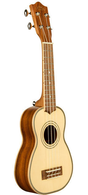 Lanikai Solid Spruce Top Soprano Ukulele with Natural Satin Finish and Padded Gig Bag — view 3