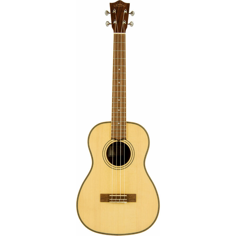 Lanikai Solid Spruce Top Baritone Ukulele with Natural Satin Finish and Padded Gig Bag