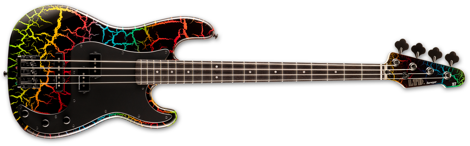 ESP LTD Surveyor 4 87' Series Electric Bass Guitar Rainbow Crackle