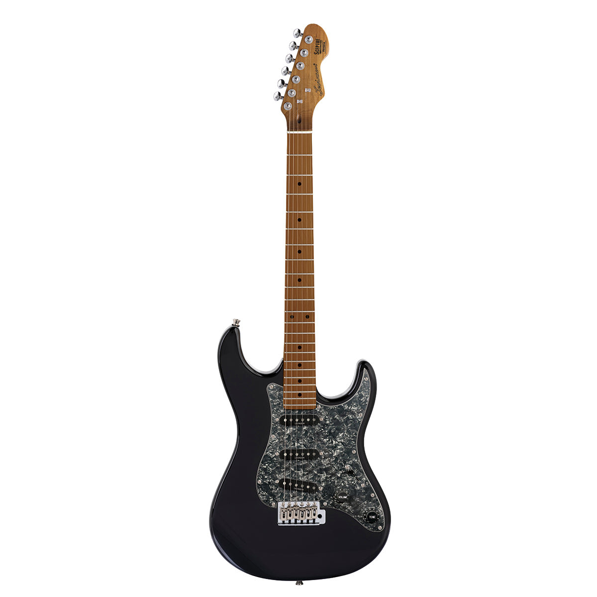 Levinson Sceptre Ventana Standard Double Cutaway Electric Guitar Black SSS with Maple Fingerboard