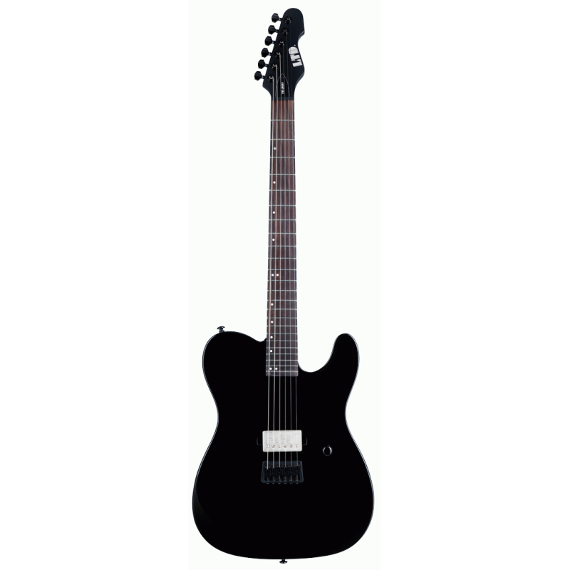 ESP LTD TE-201 Electric Guitar - Gloss Black, Mahogany Body, Maple Neck, Rosewood Fingerboard, 24 Extra-Jumbo Frets, ESP LH-150B Pickup