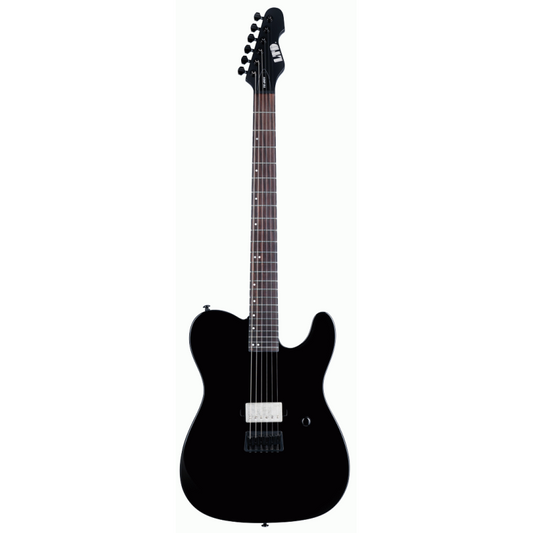 ESP LTD TE-201 Electric Guitar - Gloss Black, Mahogany Body, Maple Neck, Rosewood Fingerboard, 24 Extra-Jumbo Frets, ESP LH-150B Pickup