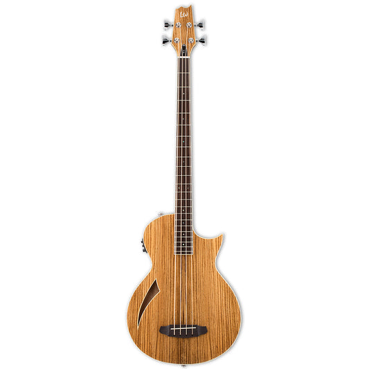 ESP LTD TL-4Z Thinline Acoustic Electric Bass Zebrawood Natural Transducer