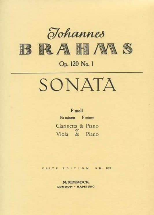 Brahms - Sonata Op. 120 No. 1 for Clarinet and Piano, F Minor, 36 Pages, Boosey & Hawkes