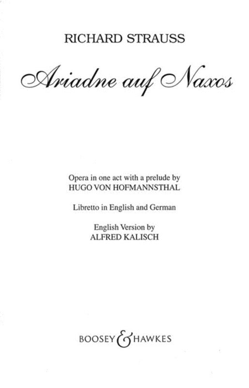 Ariadne Auf Naxos Op 60 Libretto