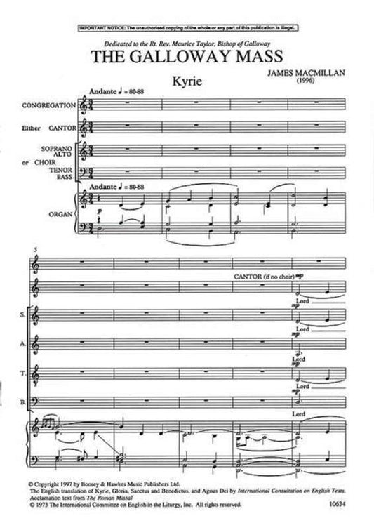 Macmillian - Galloway Mass SATB/Organ